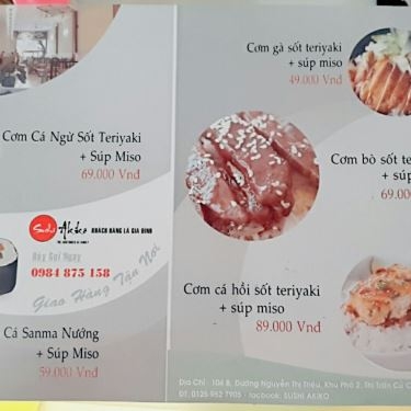 Thực đơn- Quán Ăn Sushi Akiko