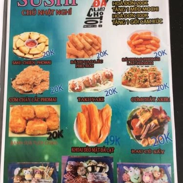 Thực đơn- Quán Ăn Sushi - Trà Sữa & Ăn Vặt