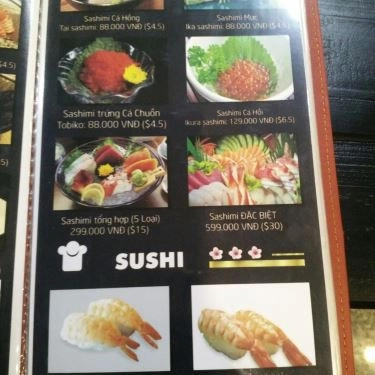 Thực đơn- Quán Ăn Sushi Cười - Ẩm Thực Nhật Bản
