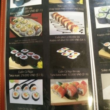 Thực đơn- Quán Ăn Sushi Cười - Ẩm Thực Nhật Bản