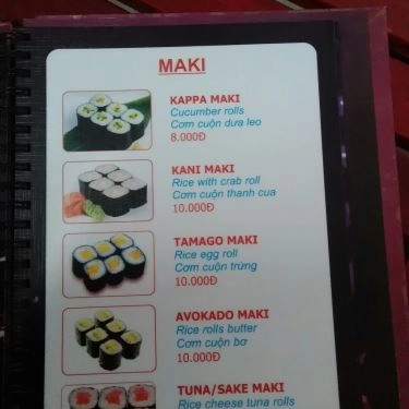Thực đơn- Quán Ăn Sushi Đường Phố - Sake Kissho - Nguyễn Văn Quá