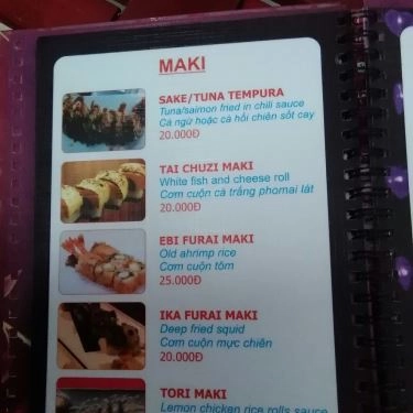 Thực đơn- Quán Ăn Sushi Đường Phố - Sake Kissho - Nguyễn Văn Quá