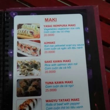 Thực đơn- Quán Ăn Sushi Đường Phố - Sake Kissho - Nguyễn Văn Quá
