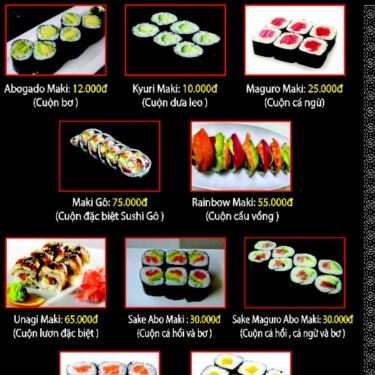 Thực đơn- Quán Ăn Sushi Gõ - 526 Phạm Văn Đồng