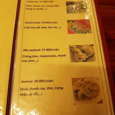 Thực đơn- Quán Ăn Sushi Sachi