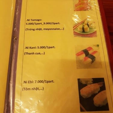 Thực đơn- Quán Ăn Sushi Sachi