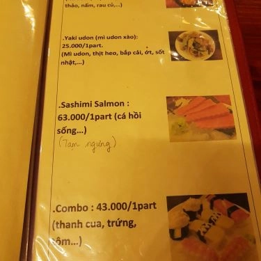 Thực đơn- Quán Ăn Sushi Sachi