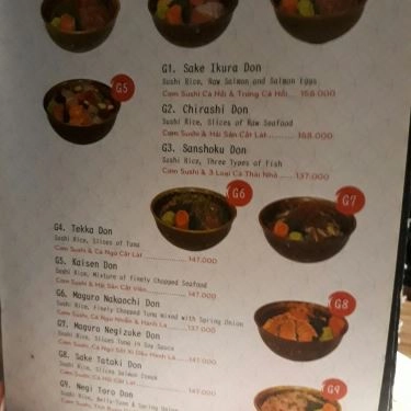 Thực đơn- Quán Ăn Sushibar - Nhà Hàng Nhật Bản - Trung Hòa