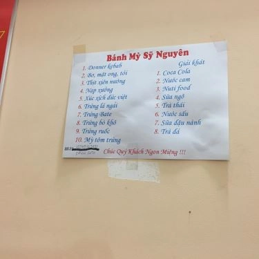 Thực đơn- Quán Ăn Sỹ Nguyên - Bánh Mì Ẩm Thực Hà Nội
