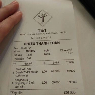 Thực đơn- Quán Ăn T&T - Steak & Pasta
