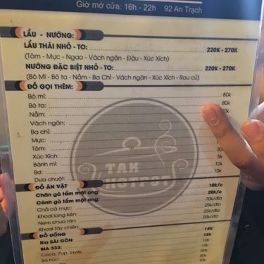 Thực đơn- Quán Ăn TAK Hotpot & BBQ