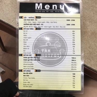 Thực đơn- Quán Ăn TAK Hotpot & BBQ