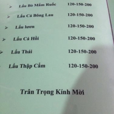 Thực đơn- Quán Ăn Tám Còn - Lẩu Bò Mắm Ruốc