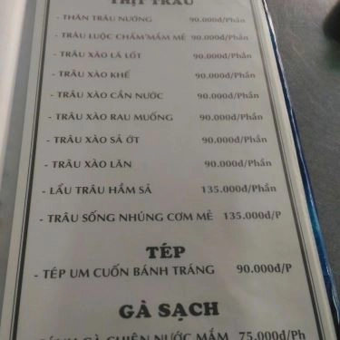 Thực đơn- Quán Ăn Quán Lẩu Trâu Tám Khuynh