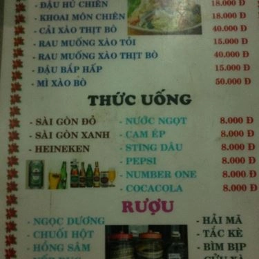Thực đơn- Quán Ăn Tấn Beo - Lẩu Dê, Bò