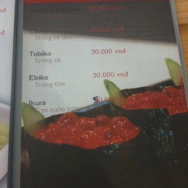Thực đơn- Quán Ăn Tanaka - Sushi Bình Dân