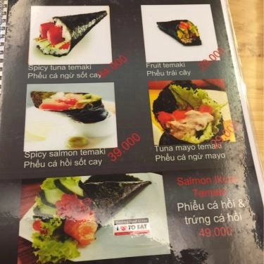 Thực đơn- Quán Ăn Tanaka - Sushi Bình Dân