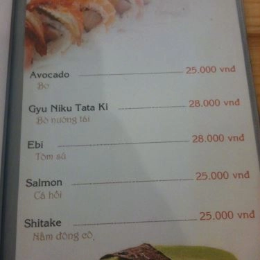 Thực đơn- Quán Ăn Tanaka - Sushi Bình Dân
