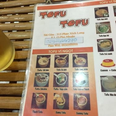 Thực đơn- Quán Ăn Tào Phớ ToFu - Phan Xích Long