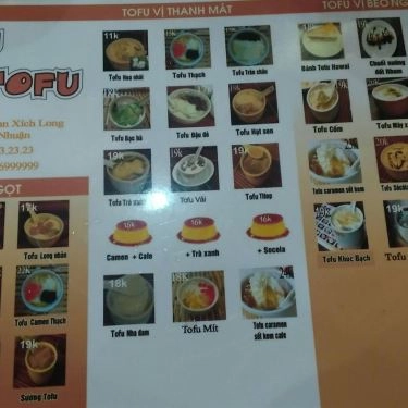 Thực đơn- Quán Ăn Tào Phớ ToFu - Phan Xích Long