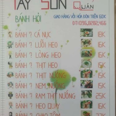 Thực đơn- Quán Ăn Tây Sơn Quán - Coffee, Tea & Food