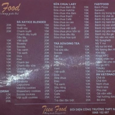 Thực đơn- Teen Food - Quán Ăn Vặt