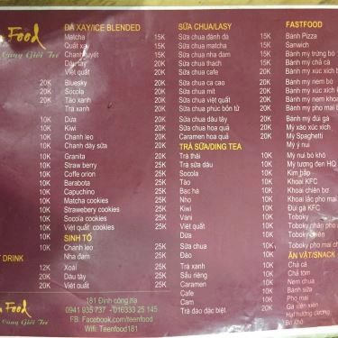 Thực đơn- Quán Ăn Teen Food - Định Công Hạ