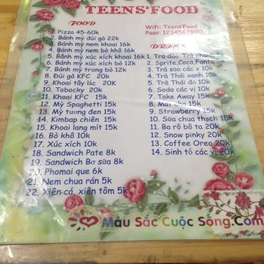 Thực đơn- Quán Ăn Teen's Food - Các Món Ăn Vặt