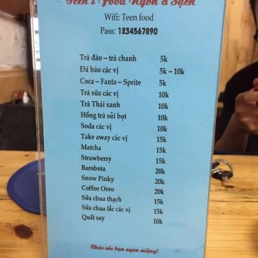 Thực đơn- Quán Ăn Teen's Food - Các Món Ăn Vặt
