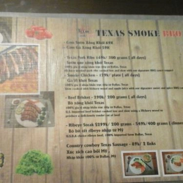 Thực đơn- Quán Ăn Texas Smoke BBQ - Ẩm Thực Mỹ