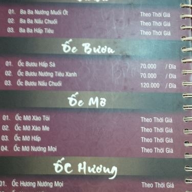 Thực đơn- Nhà Hàng Thạch Hãn - Hải Sản 3 Miền