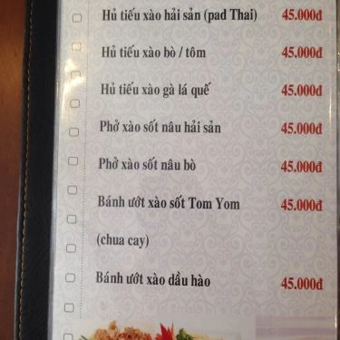 Thực đơn- Quán Ăn Thai Food