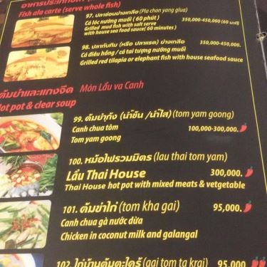 Thực đơn- Nhà Hàng Thai House - Ngôi Nhà Thái