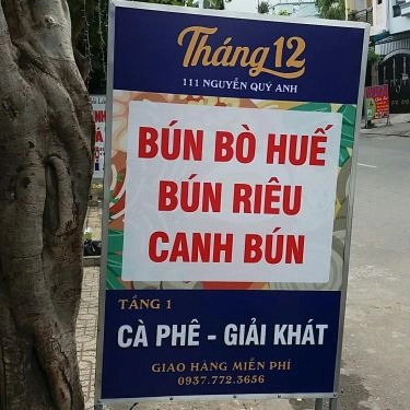 Thực đơn- Quán Ăn Tháng 12 - Bún Bò & Bún Riêu