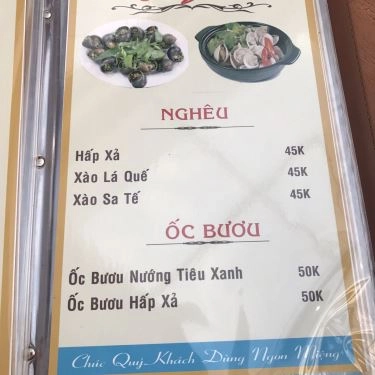 Thực đơn- Quán Ăn Thắng Cua
