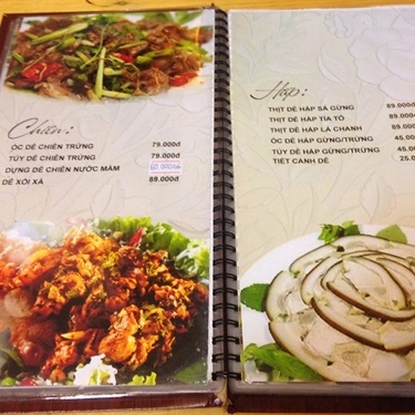 Thực đơn- Quán Ăn Dê 27 - Phố Nướng