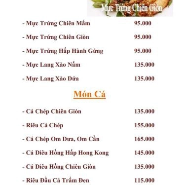 Thực đơn- Quán Ăn Thành Đạt Quán - Ẩm Thực Bắc