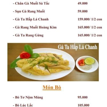 Thực đơn- Quán Ăn Thành Đạt Quán - Ẩm Thực Bắc