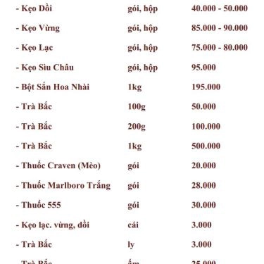 Thực đơn- Quán Ăn Thành Đạt Quán - Ẩm Thực Bắc