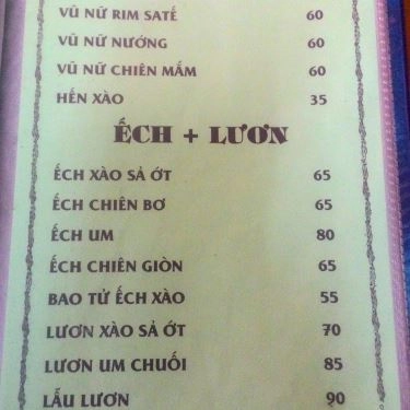 Thực đơn- Quán Ăn Thanh Hương - Ẩm Thực Việt Nam