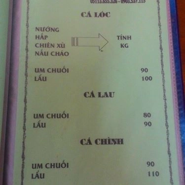 Thực đơn- Quán Ăn Thanh Hương - Ẩm Thực Việt Nam