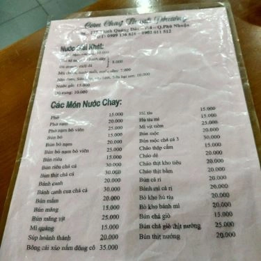 Thực đơn- Quán Ăn Thanh Phương - Món Chay