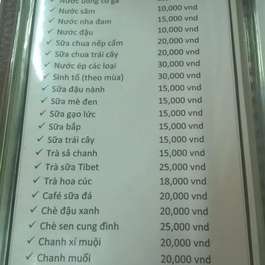 Thực đơn- Quán Ăn Thanh Phương - Món Chay