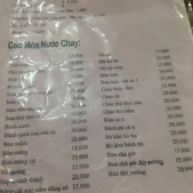 Thực đơn- Quán Ăn Thanh Phương - Món Chay