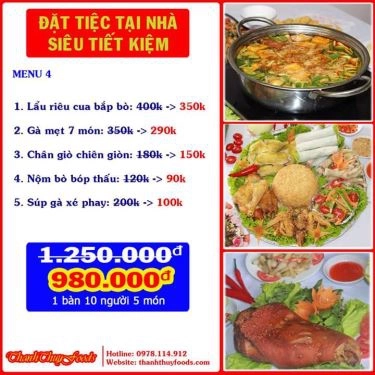 Thực đơn- Quán Ăn Thành Thúy Foods - Ẩm Thực Gà Ngon