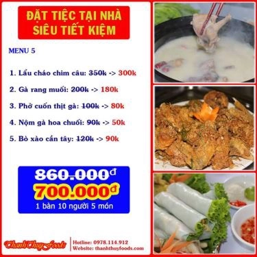 Thực đơn- Quán Ăn Thành Thúy Foods - Ẩm Thực Gà Ngon