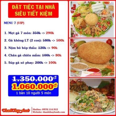 Thực đơn- Quán Ăn Thành Thúy Foods - Ẩm Thực Gà Ngon