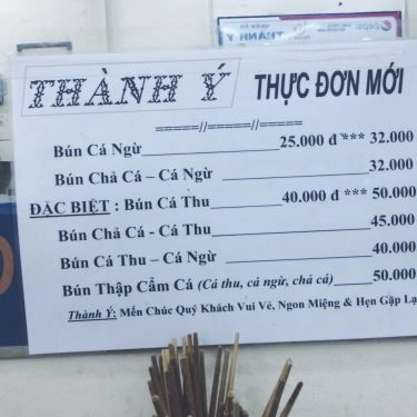 Thực đơn- Quán Ăn Thành Ý - Bún Chả Cá Quy Nhơn