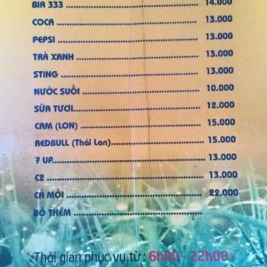 Thực đơn- Quán Ăn Thảo Nguyên