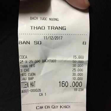 Thực đơn- Quán Ăn Thảo Trang Quán 1 - Bạch Tuộc Nướng & Xiên Que Tự Chọn